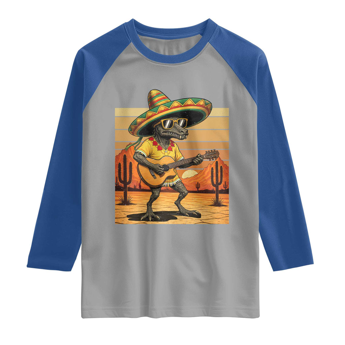 Funny Cinco De Mayo Chupacabra Raglan Shirt Guitar Fiesta Gift TS12 Sport Gray Royal Print Your Wear
