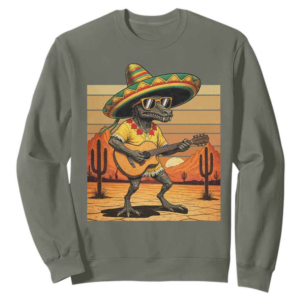 Funny Cinco De Mayo Chupacabra Sweatshirt Guitar Fiesta Gift TS12 Military Green Print Your Wear