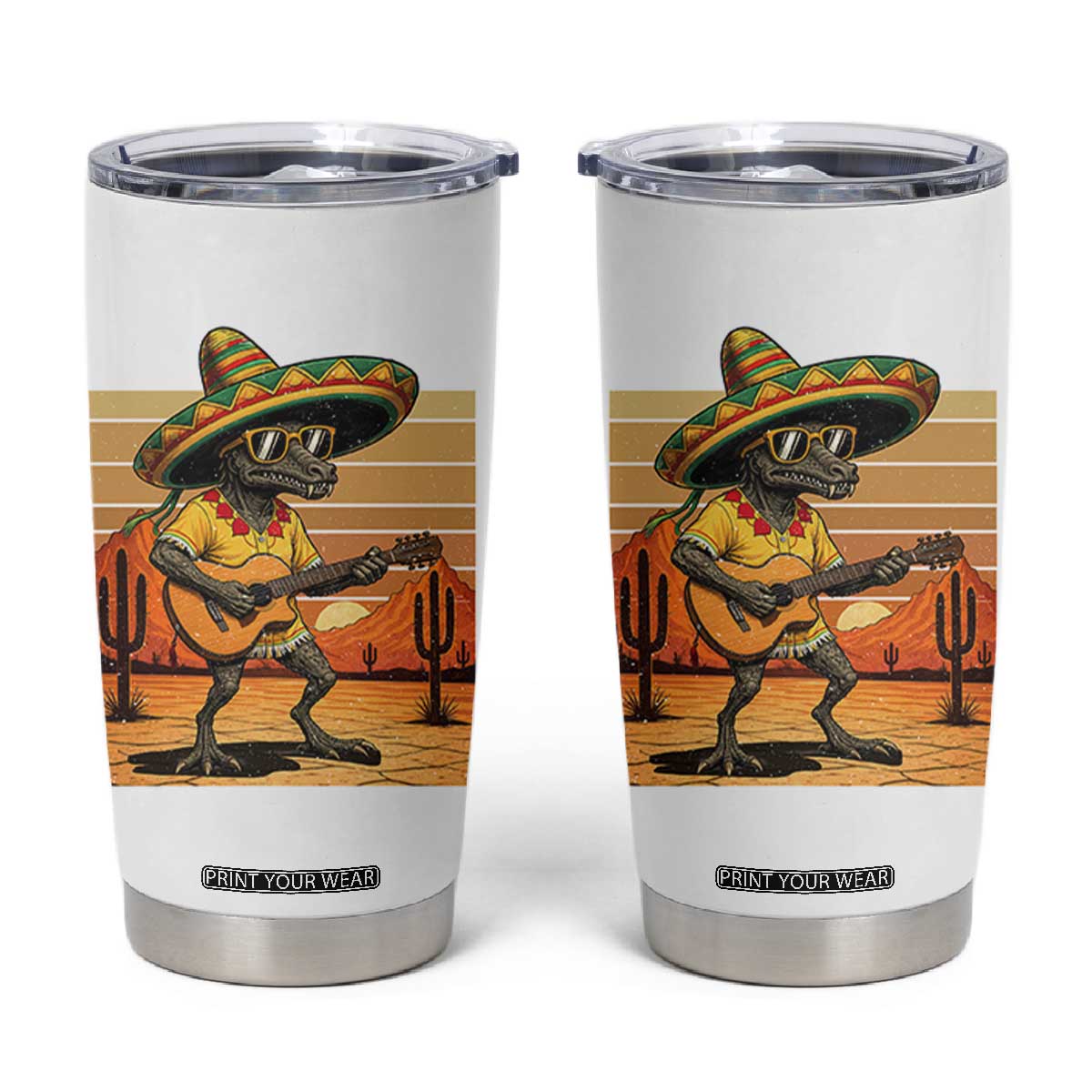 Funny Cinco De Mayo Chupacabra Tumbler Cup Guitar Fiesta Gift TS12 White Print Your Wear