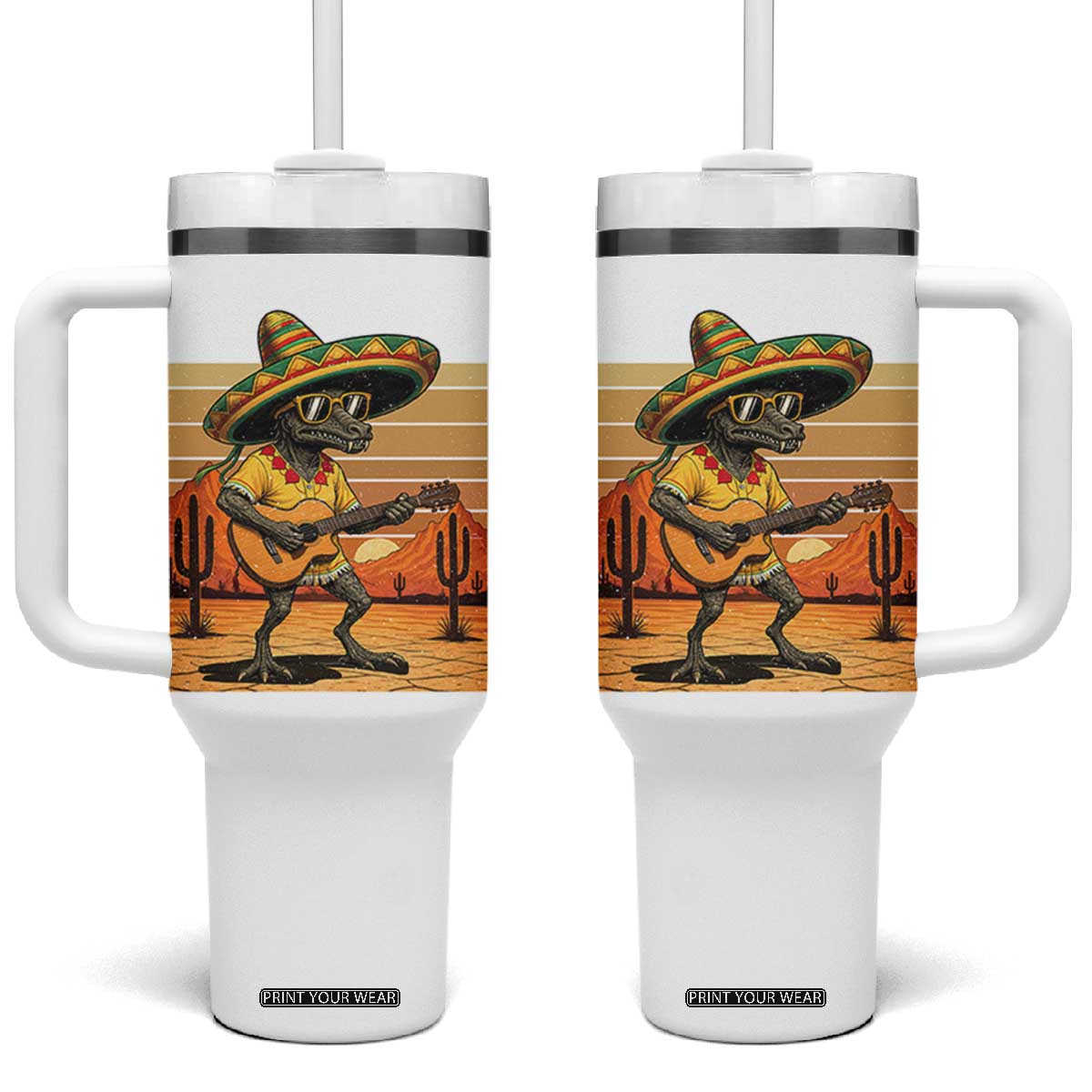 Funny Cinco De Mayo Chupacabra Tumbler With Handle Guitar Fiesta Gift TS12 One Size: 40 oz White Print Your Wear