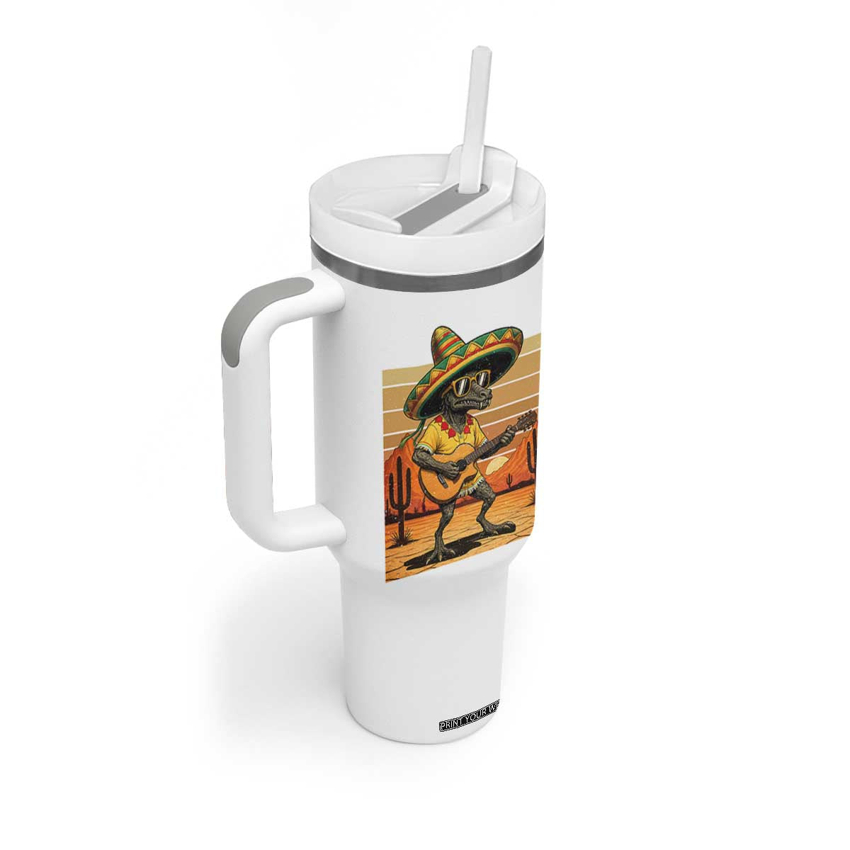 Funny Cinco De Mayo Chupacabra Tumbler With Handle Guitar Fiesta Gift TS12 Print Your Wear