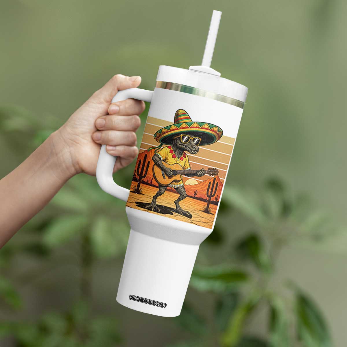 Funny Cinco De Mayo Chupacabra Tumbler With Handle Guitar Fiesta Gift TS12 Print Your Wear