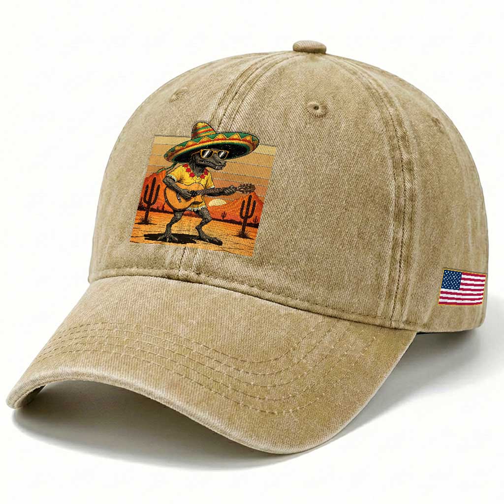 Funny Cinco De Mayo Chupacabra Washed Cotton Baseball Cap Guitar Fiesta Gift TS12 Print Your Wear