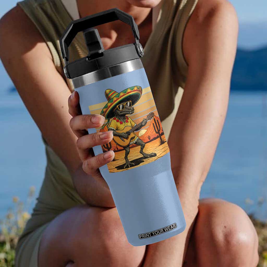 Funny Cinco De Mayo Chupacabra Flip Straw Tumbler Guitar Fiesta Gift TS12 One Size: 30 oz Light Blue Print Your Wear