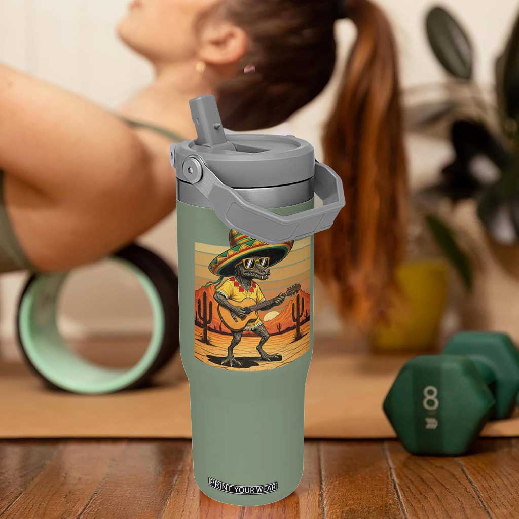 Funny Cinco De Mayo Chupacabra Flip Straw Tumbler Guitar Fiesta Gift TS12 One Size: 30 oz Moss Green Print Your Wear