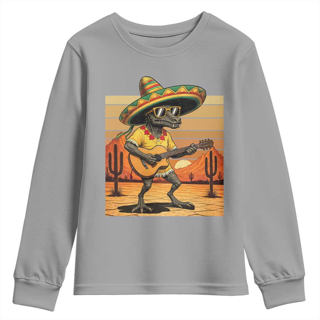 Funny Cinco De Mayo Chupacabra Youth Sweatshirt Guitar Fiesta Gift TS12 Sport Gray Print Your Wear