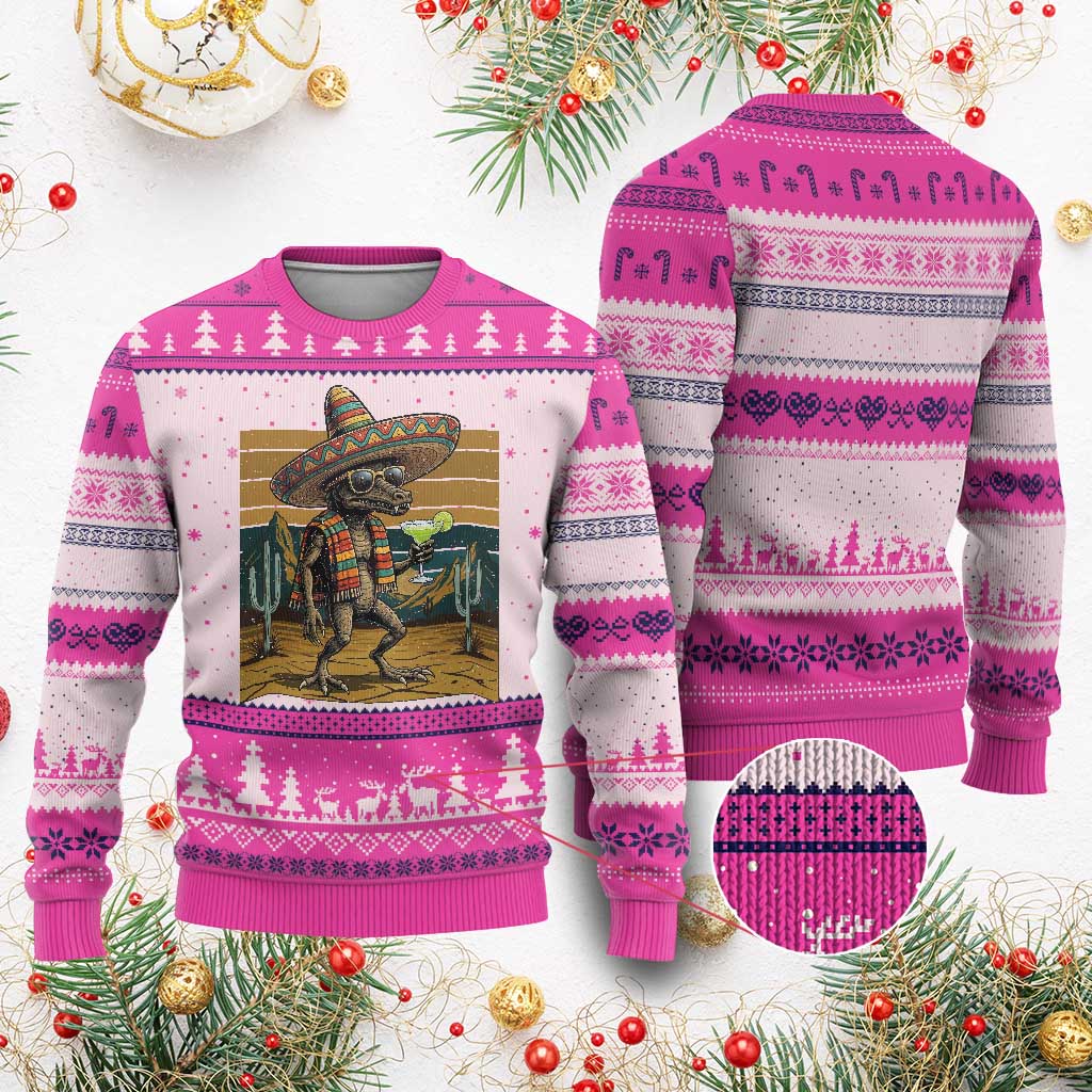 Funny Chupacabra Fiesta Ugly Christmas Sweater Cinco De Mayo Gift TS12 Hot Pink Print Your Wear