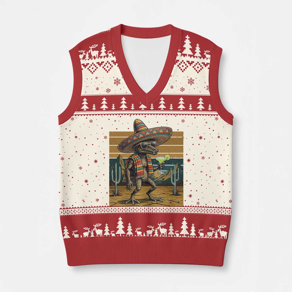 Funny Chupacabra Fiesta V-Neck Knit Sweater Vest Cinco De Mayo Gift TS12 Beige Red Print Your Wear
