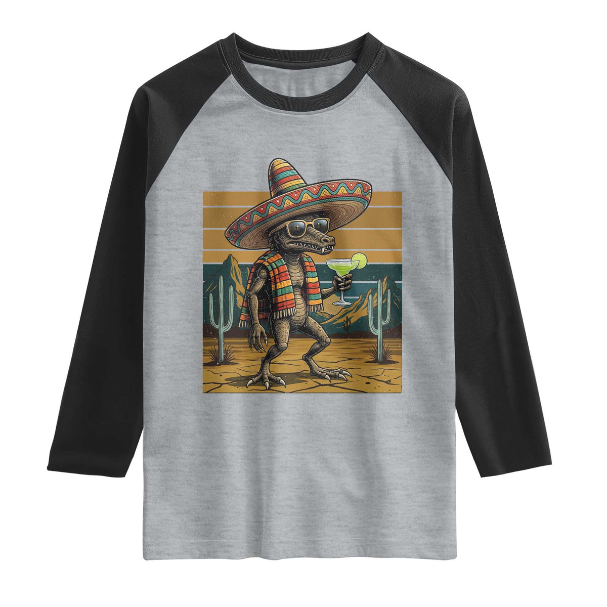 Funny Chupacabra Fiesta Raglan Shirt Cinco De Mayo Gift TS12 Heather Gray Black Print Your Wear