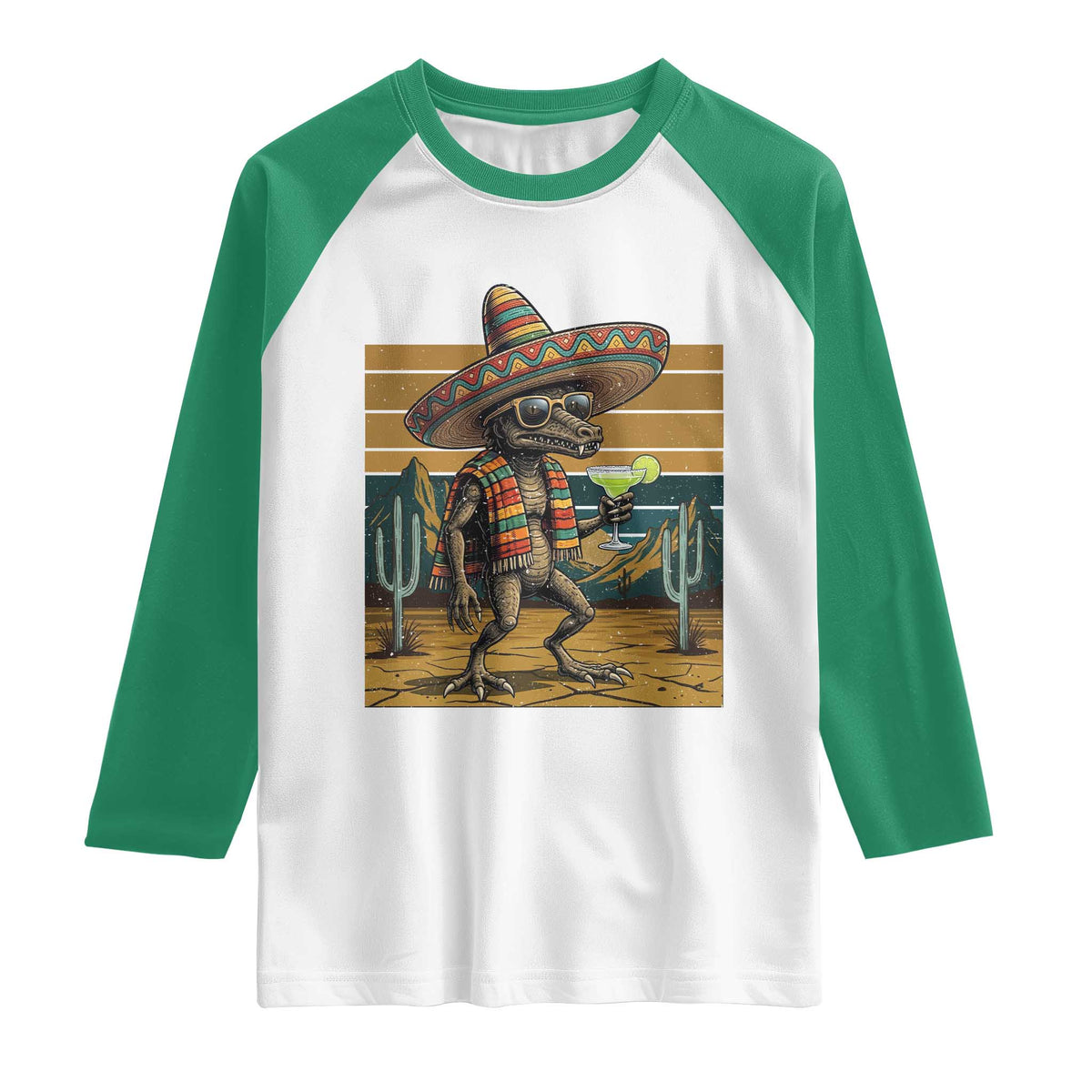Funny Chupacabra Fiesta Raglan Shirt Cinco De Mayo Gift TS12 White Kelly Green Print Your Wear