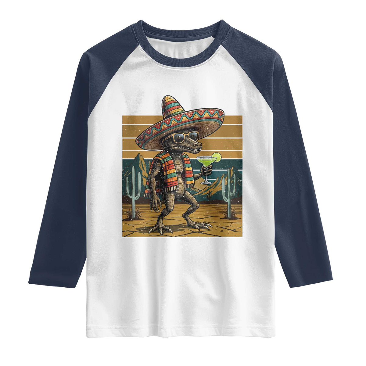 Funny Chupacabra Fiesta Raglan Shirt Cinco De Mayo Gift TS12 White Navy Print Your Wear