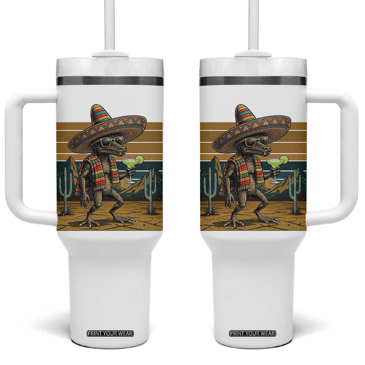 Funny Chupacabra Fiesta Tumbler With Handle Cinco De Mayo Gift TS12 One Size: 40 oz White Print Your Wear