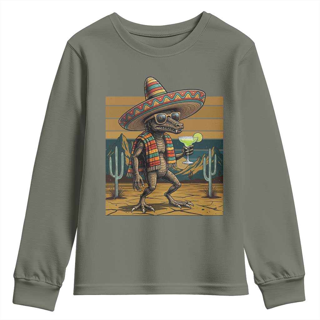 Funny Chupacabra Fiesta Youth Sweatshirt Cinco De Mayo Gift TS12 Military Green Print Your Wear
