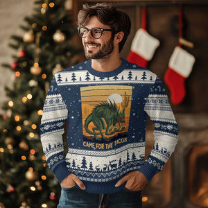 Funny Chupacabra Taco Lover Ugly Christmas Sweater Came For The Tacos TS12 Navy Beige Print Your Wear