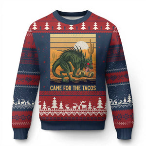 Funny Chupacabra Taco Lover Ugly Christmas Sweater Came For The Tacos TS12 Navy Red Print Your Wear