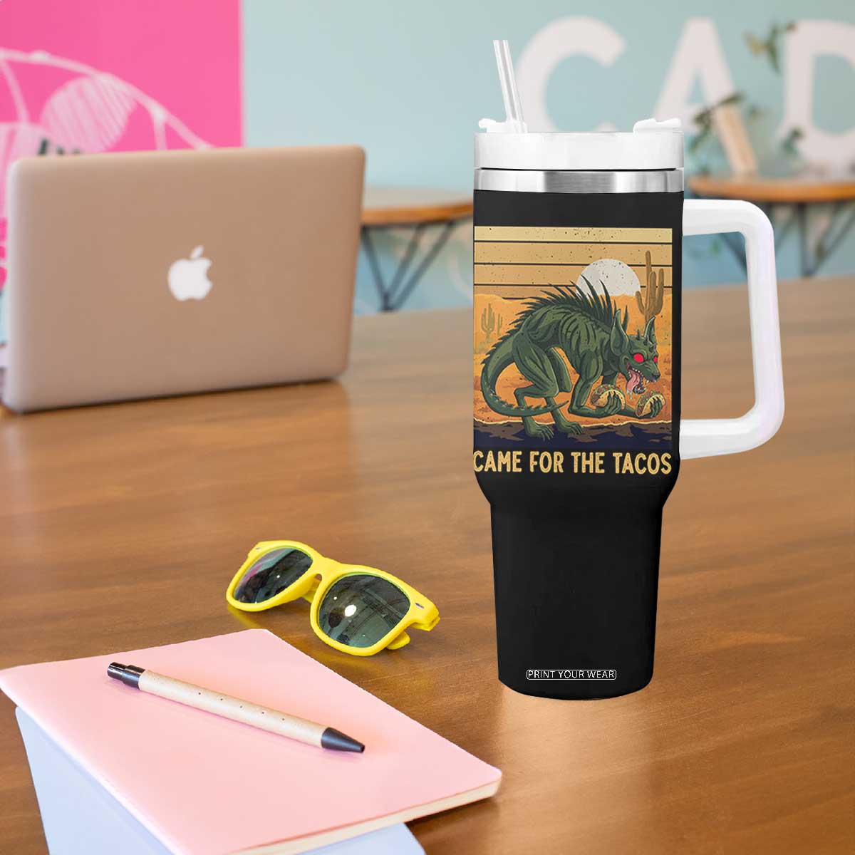 Funny Chupacabra Taco Lover Tumbler With Handle Came For The Tacos TS12 Print Your Wear