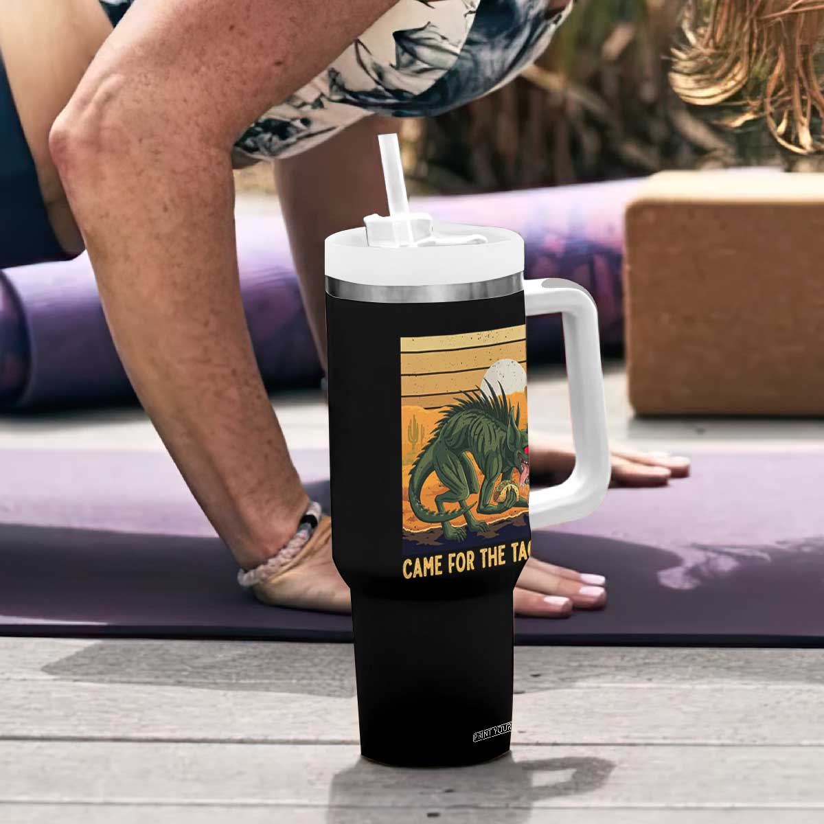 Funny Chupacabra Taco Lover Tumbler With Handle Came For The Tacos TS12 Print Your Wear