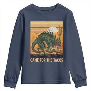 Funny Chupacabra Taco Lover Youth Sweatshirt Came For The Tacos TS12 Navy Print Your Wear