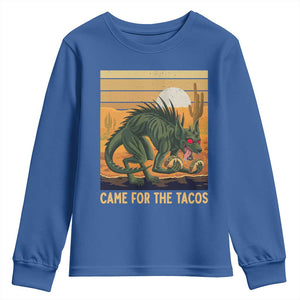 Funny Chupacabra Taco Lover Youth Sweatshirt Came For The Tacos TS12 Royal Blue Print Your Wear