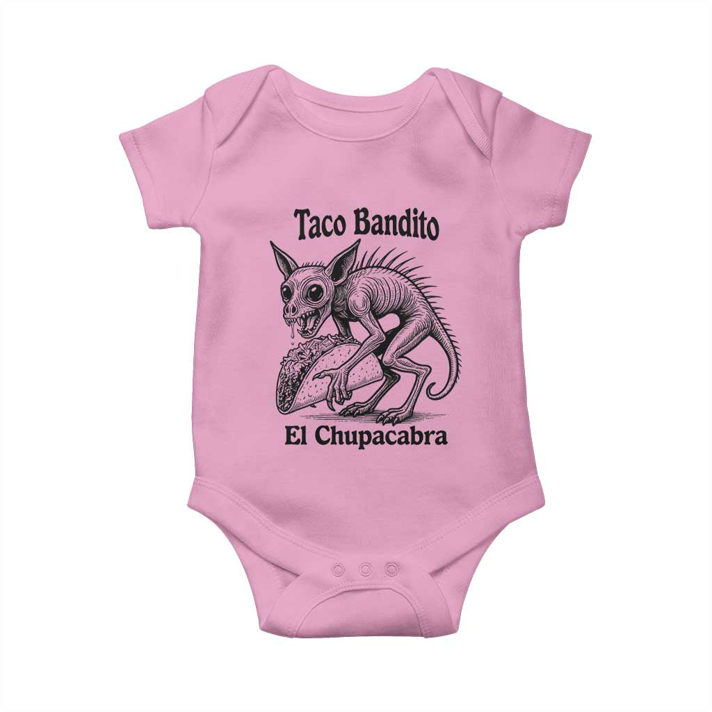 Funny Chupacabra Taco Bandito Baby Onesie Gift For Mexican Food Fan TS12 Light Pink Print Your Wear