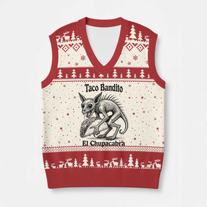 Funny Chupacabra Taco Bandito V-Neck Knit Sweater Vest Gift For Mexican Food Fan TS12 Beige Red Print Your Wear
