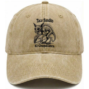 Funny Chupacabra Taco Bandito Washed Cotton Baseball Cap Gift For Mexican Food Fan TS12 Print Your Wear
