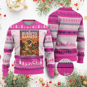 Funny El Chupacabra Burrito Bandito Ugly Christmas Sweater Cinco De Mayo Gift TS12 Hot Pink Print Your Wear
