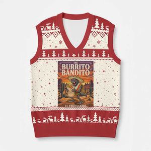 Funny El Chupacabra Burrito Bandito V-Neck Knit Sweater Vest Cinco De Mayo Gift TS12 Beige Red Print Your Wear