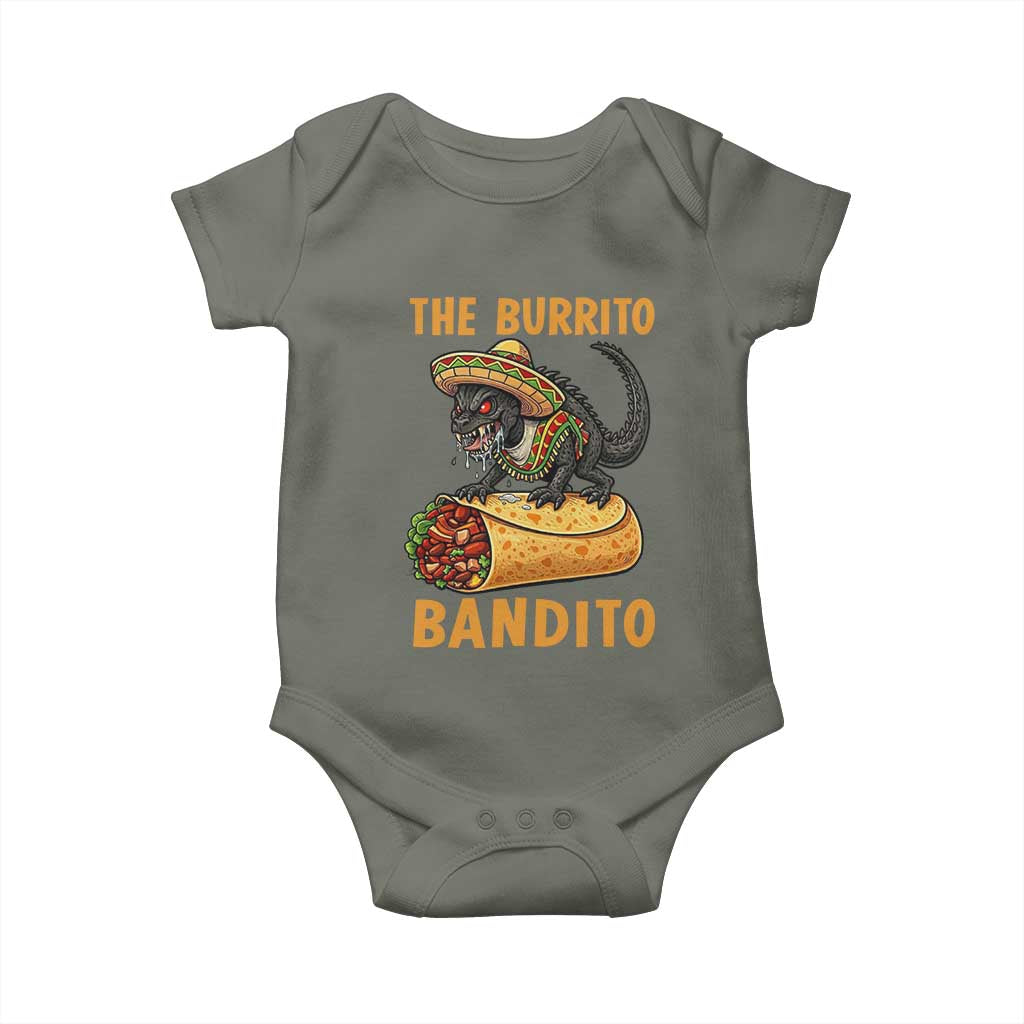 Funny Cinco De Mayo Chupacabra Baby Onesie The Burrito Bandito TS12 Military Green Print Your Wear