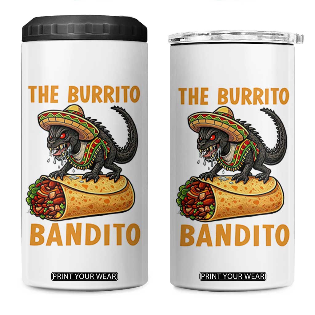 Funny Cinco De Mayo Chupacabra 4 in 1 Can Cooler Tumbler The Burrito Bandito TS12 One Size: 16 oz White Print Your Wear