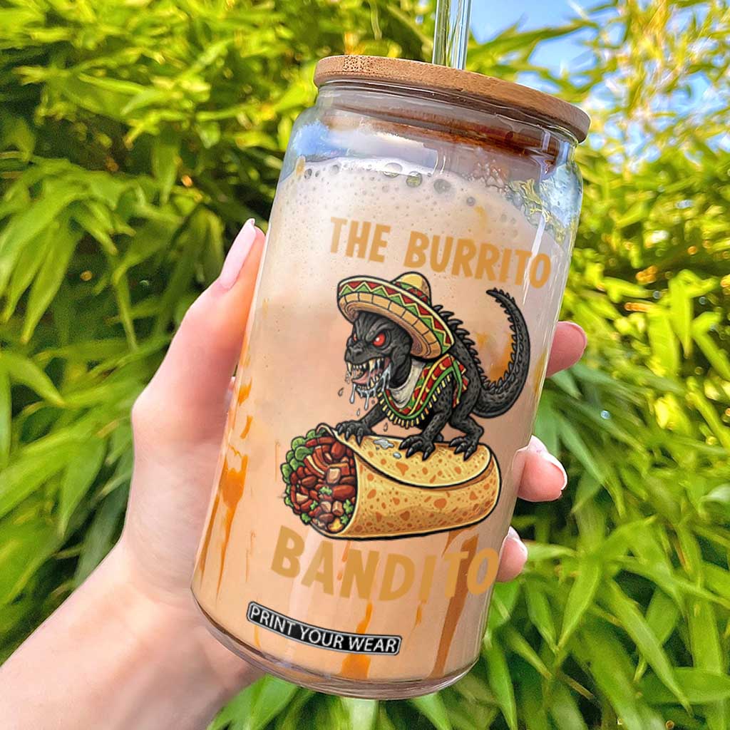 Funny Cinco De Mayo Chupacabra Glass Can The Burrito Bandito TS12 White Print Your Wear