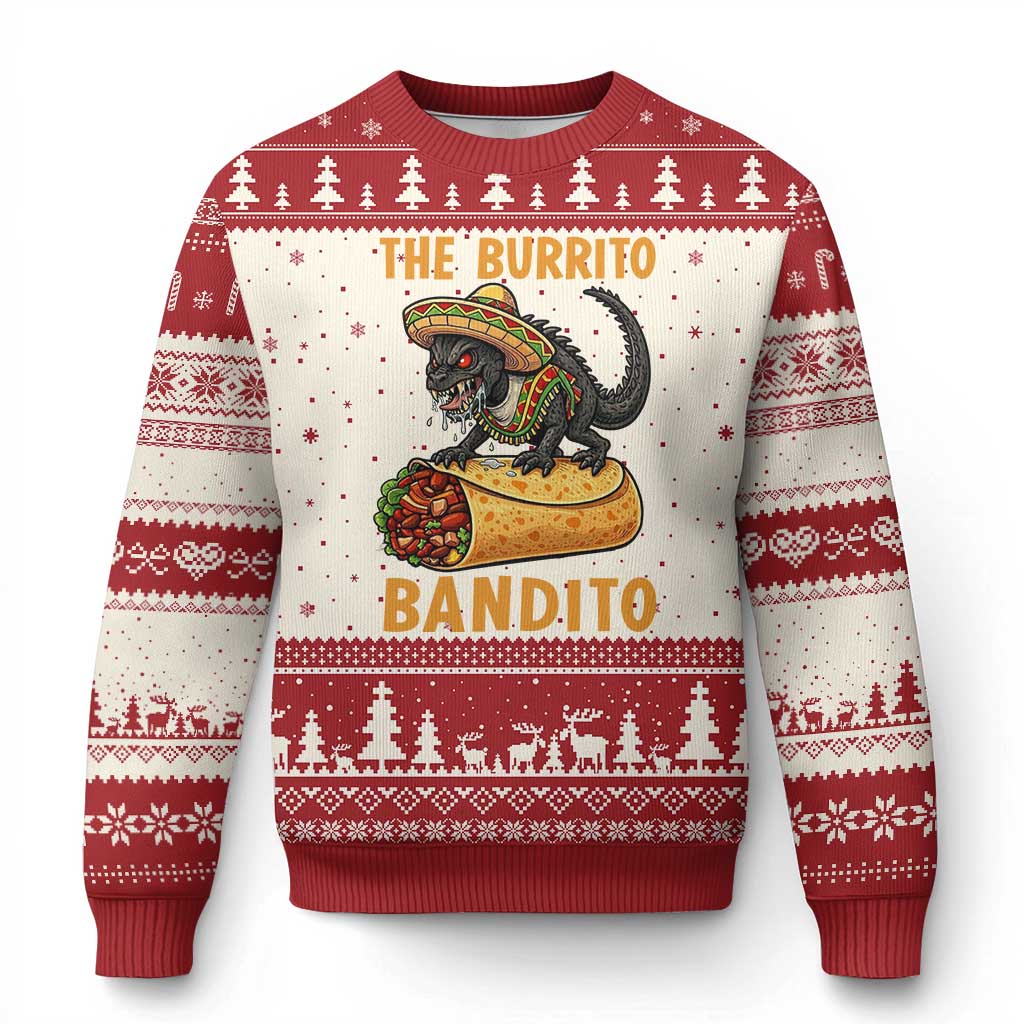 Funny Cinco De Mayo Chupacabra Ugly Christmas Sweater The Burrito Bandito TS12 Beige Red Print Your Wear