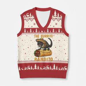 Funny Cinco De Mayo Chupacabra V-Neck Knit Sweater Vest The Burrito Bandito TS12 Beige Red Print Your Wear