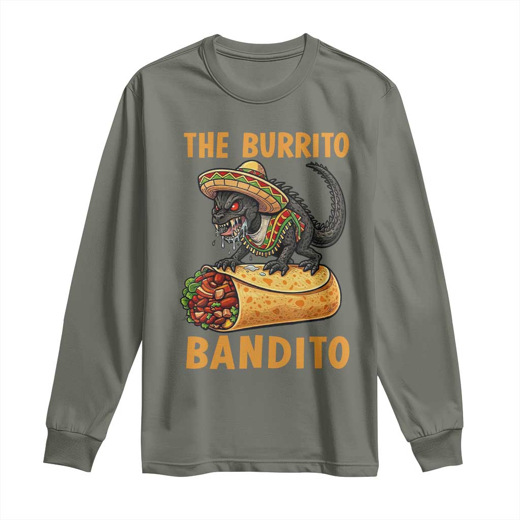 Funny Cinco De Mayo Chupacabra Long Sleeve Shirt The Burrito Bandito TS12 Military Green Print Your Wear