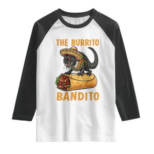 Funny Cinco De Mayo Chupacabra Raglan Shirt The Burrito Bandito TS12 White Black Print Your Wear