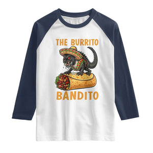 Funny Cinco De Mayo Chupacabra Raglan Shirt The Burrito Bandito TS12 White Navy Print Your Wear