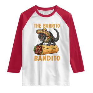 Funny Cinco De Mayo Chupacabra Raglan Shirt The Burrito Bandito TS12 White Red Print Your Wear