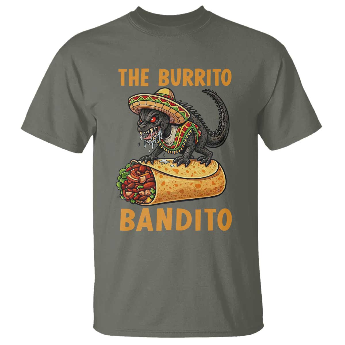 Funny Cinco De Mayo Chupacabra T Shirt The Burrito Bandito TS12 Military Green Print Your Wear
