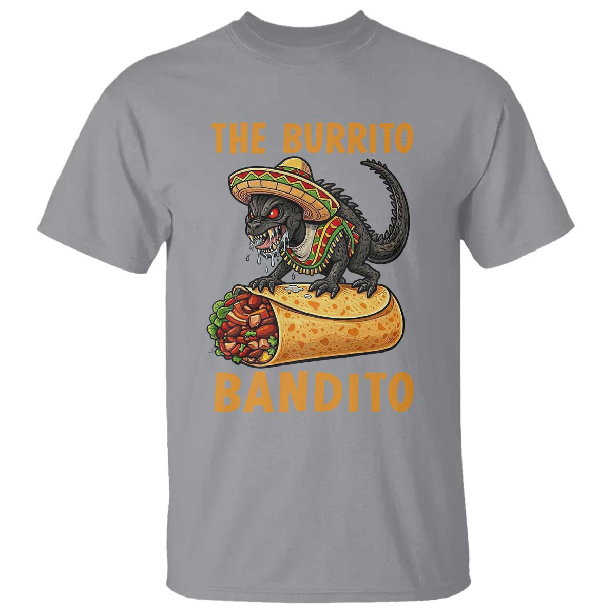 Funny Cinco De Mayo Chupacabra T Shirt The Burrito Bandito TS12 Sport Gray Print Your Wear