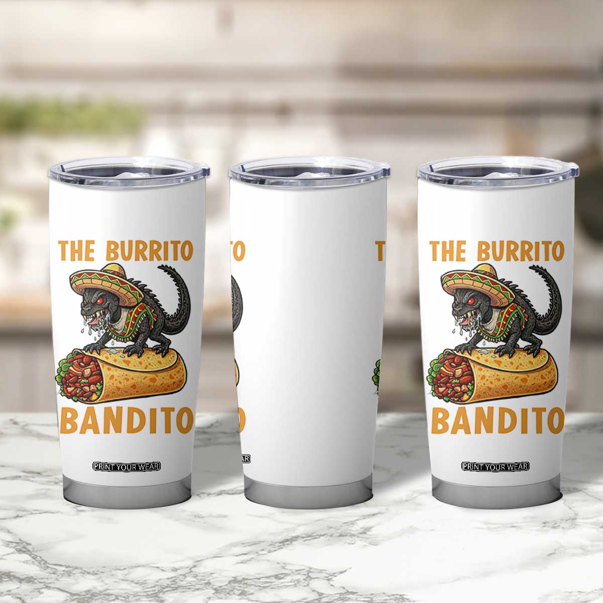 Funny Cinco De Mayo Chupacabra Tumbler Cup The Burrito Bandito TS12 Print Your Wear