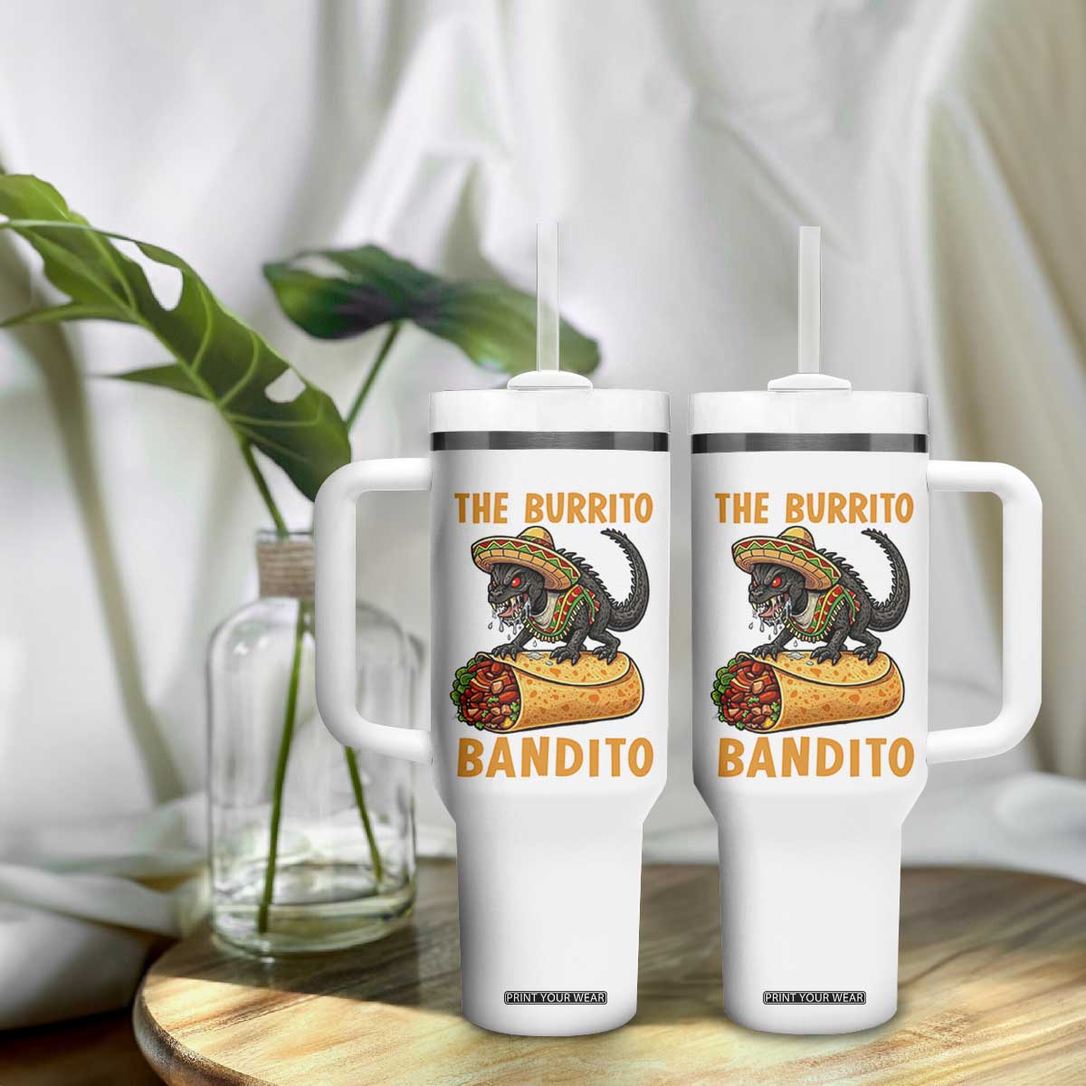 Funny Cinco De Mayo Chupacabra Tumbler With Handle The Burrito Bandito TS12 Print Your Wear