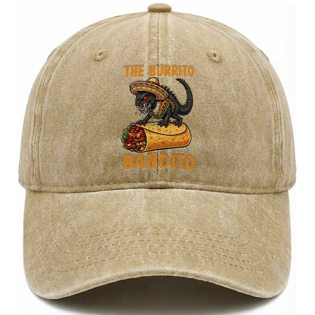 Funny Cinco De Mayo Chupacabra Washed Cotton Baseball Cap The Burrito Bandito TS12 Print Your Wear
