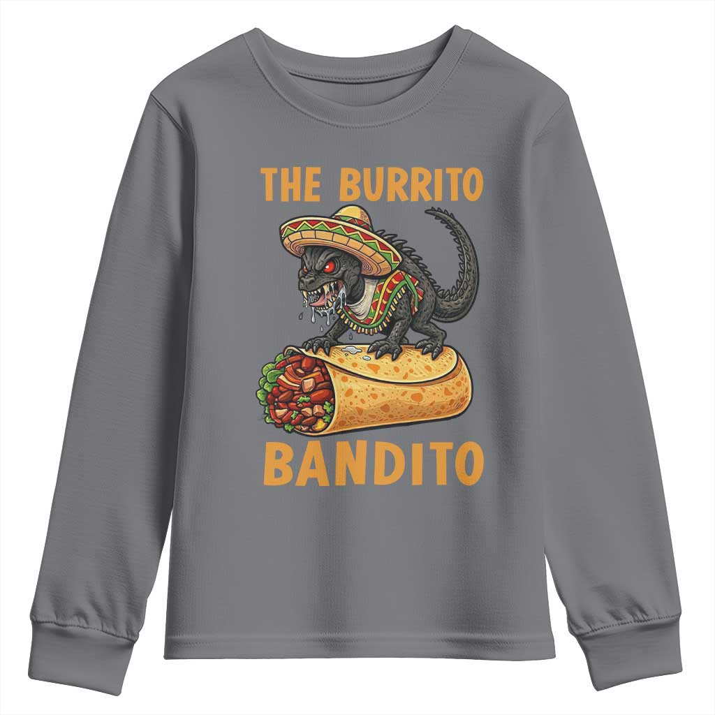 Funny Cinco De Mayo Chupacabra Youth Sweatshirt The Burrito Bandito TS12 Charcoal Print Your Wear