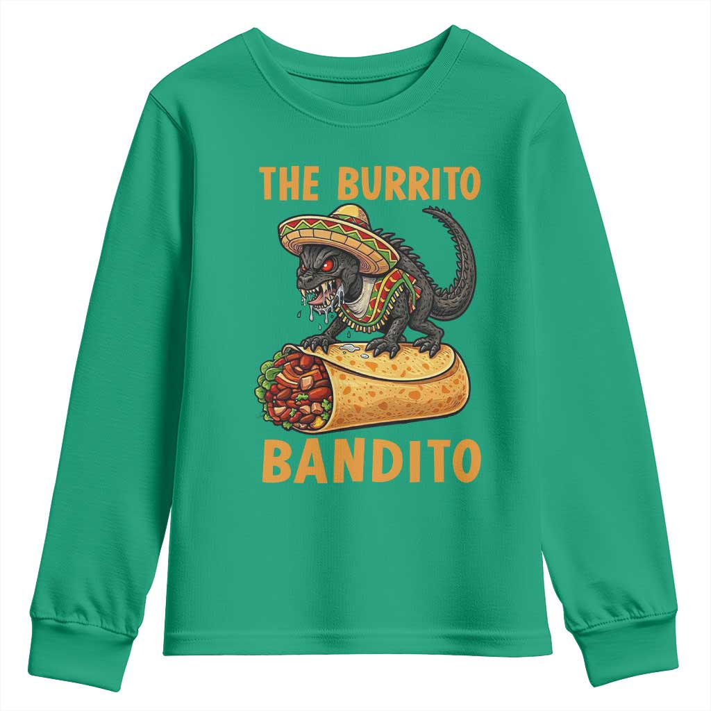 Funny Cinco De Mayo Chupacabra Youth Sweatshirt The Burrito Bandito TS12 Irish Green Print Your Wear