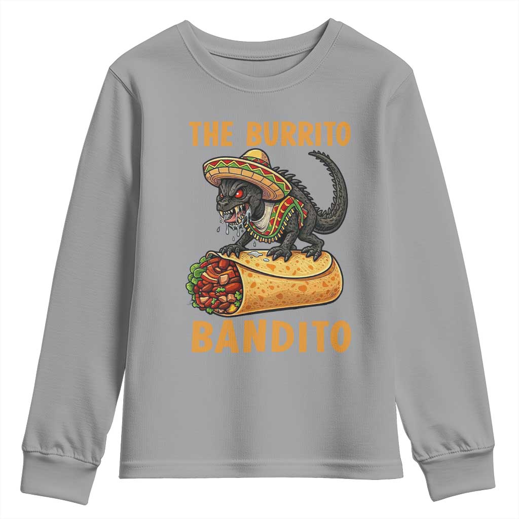 Funny Cinco De Mayo Chupacabra Youth Sweatshirt The Burrito Bandito TS12 Sport Gray Print Your Wear
