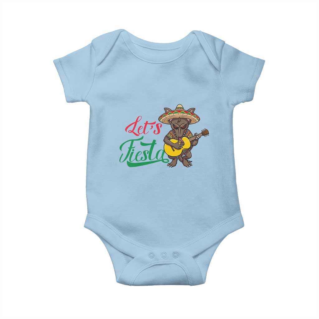 Funny Cinco De Mayo Chupacabra Baby Onesie Lets Fiesta TS12 Light Blue Print Your Wear