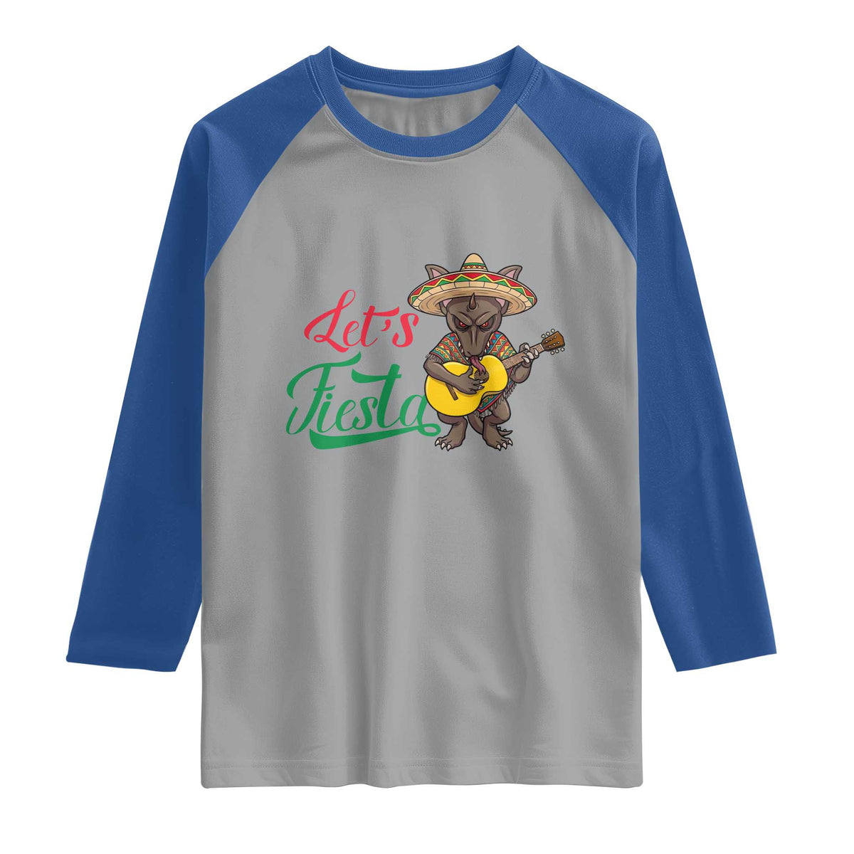 Funny Cinco De Mayo Chupacabra Raglan Shirt Lets Fiesta TS12 Sport Gray Royal Print Your Wear