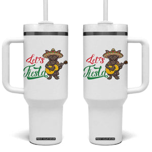 Funny Cinco De Mayo Chupacabra Tumbler With Handle Lets Fiesta TS12 One Size: 40 oz White Print Your Wear