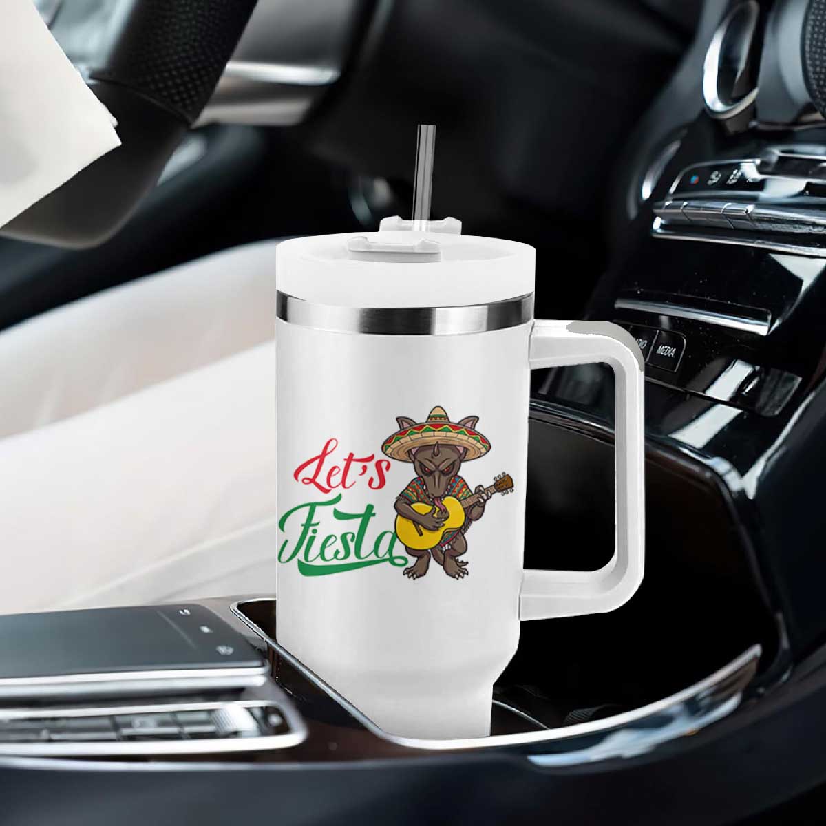 Funny Cinco De Mayo Chupacabra Tumbler With Handle Lets Fiesta TS12 Print Your Wear