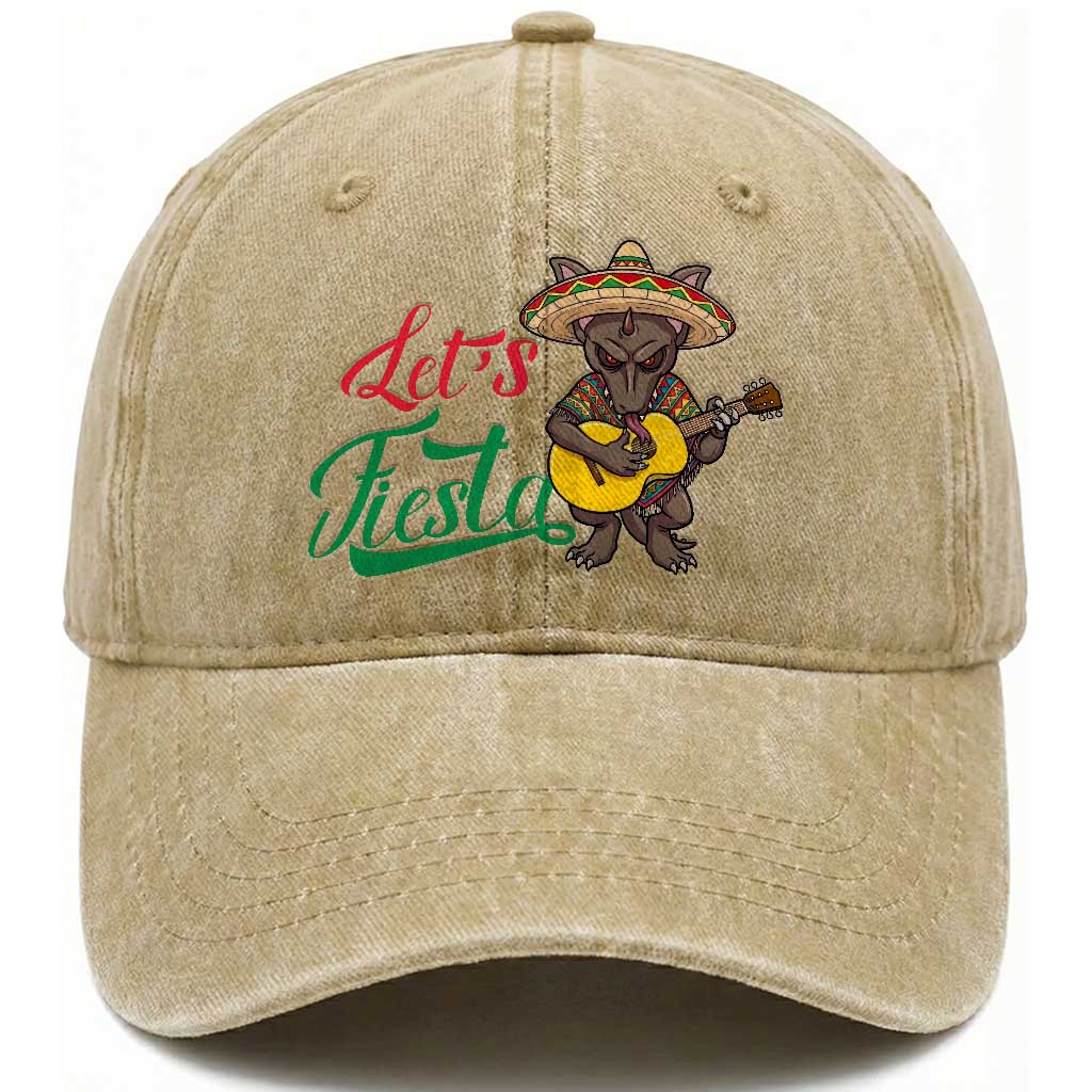Funny Cinco De Mayo Chupacabra Washed Cotton Baseball Cap Lets Fiesta TS12 Print Your Wear